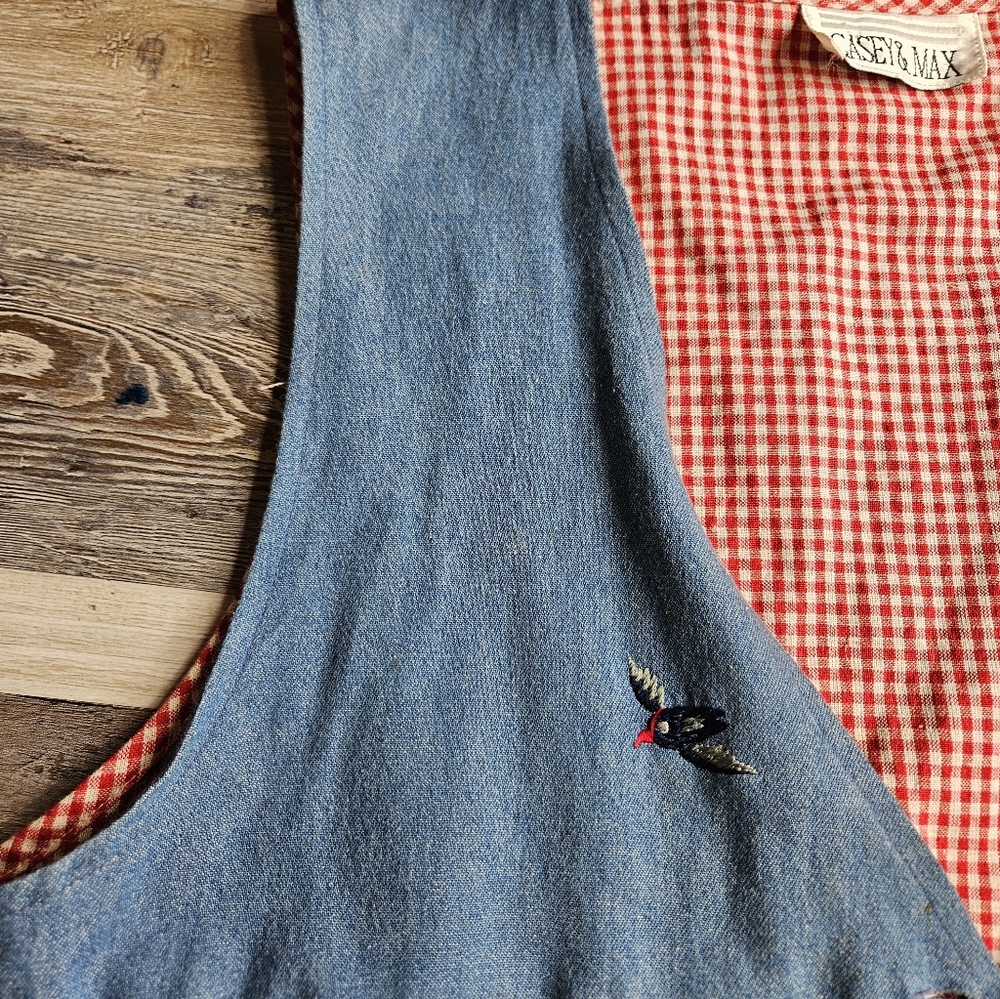 Casey & Max Vintage Women's Vest Size Large Cats In Garden Bird Bath Embroidery - Picture 8 of 14